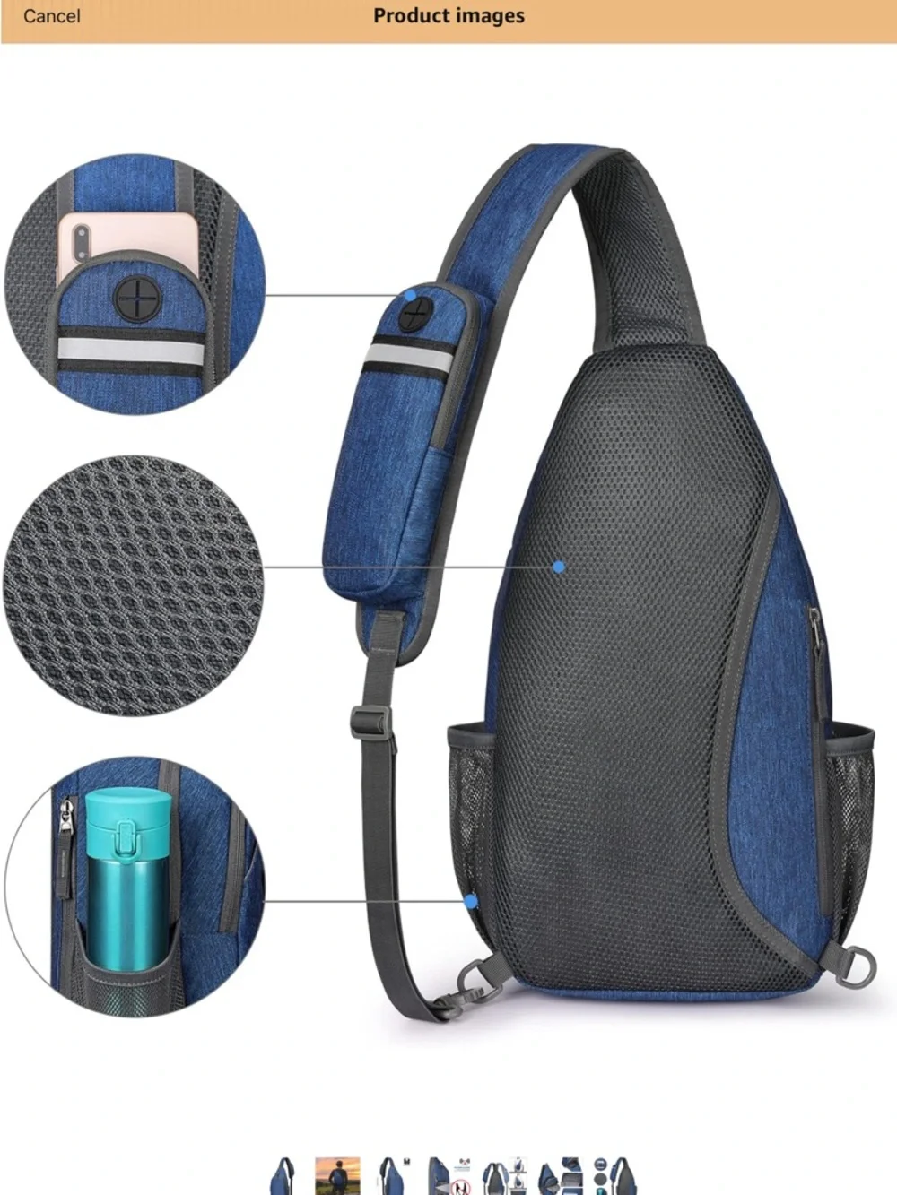 G4 Free Waterproof Blue Sling Unisex Crossbody Bag